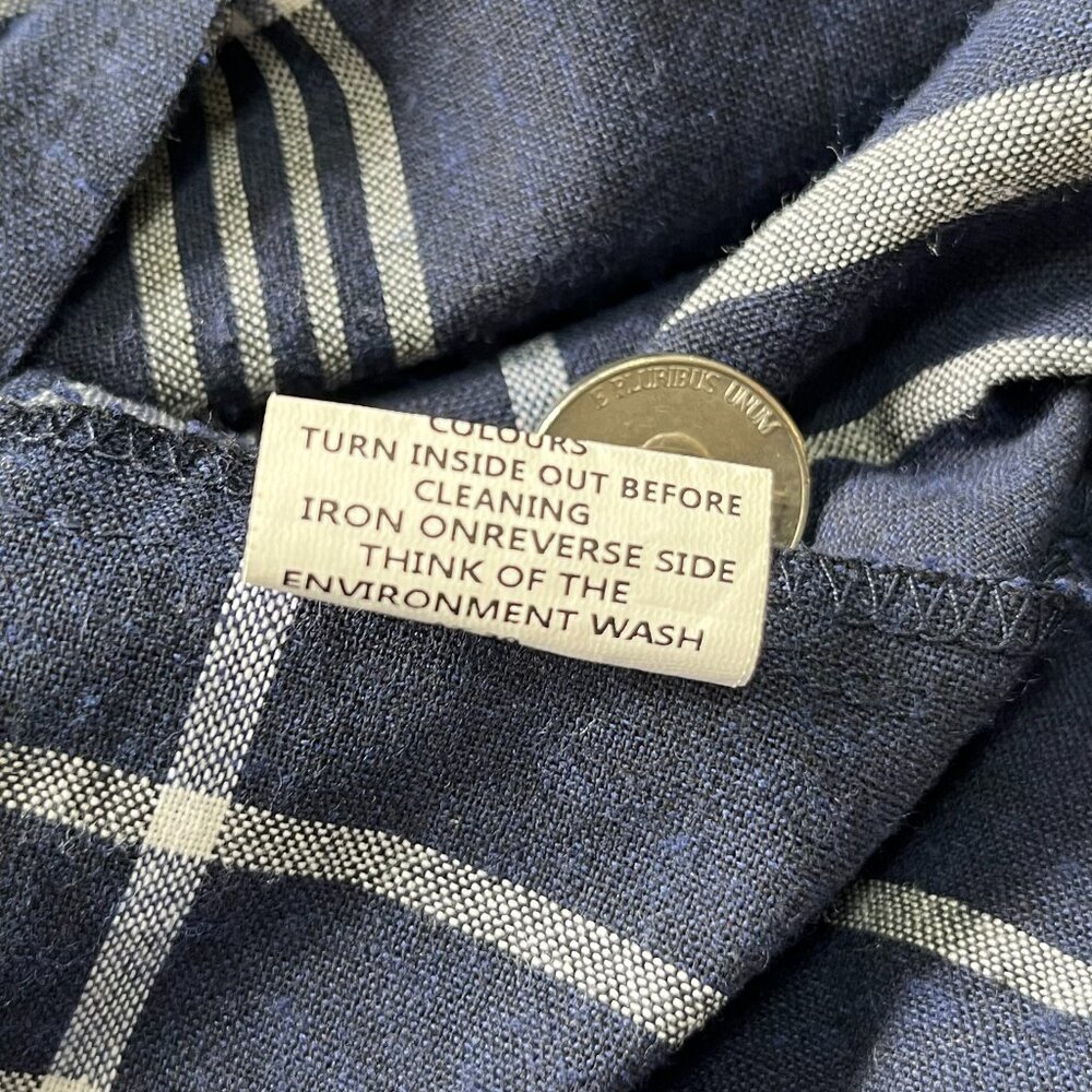 Navy Blue and White Plaid 100% Cotton Cottagecore Tank Midi Dress Size Large - Picture 8 of 8